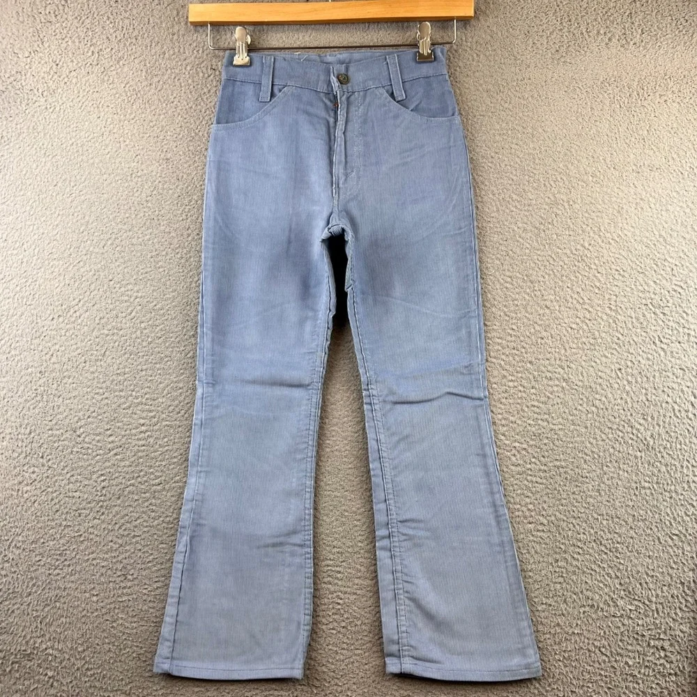 New Vintage 70s Levi's Kids Girls‎ Blue Corduroy Bell Bottom Jeans Size 11